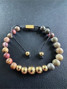 Nogu Red Picasso Jasper | Gold | Balance Gemstone Macrame Bracelet